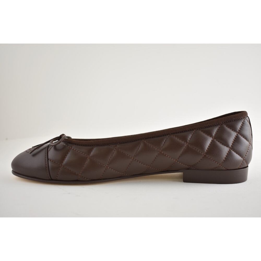 Chanel 26B Chocolate Dark Brown Lambskin Quilted CC Ballet Ballerina Flat 36.5 - Picture 13 of 16